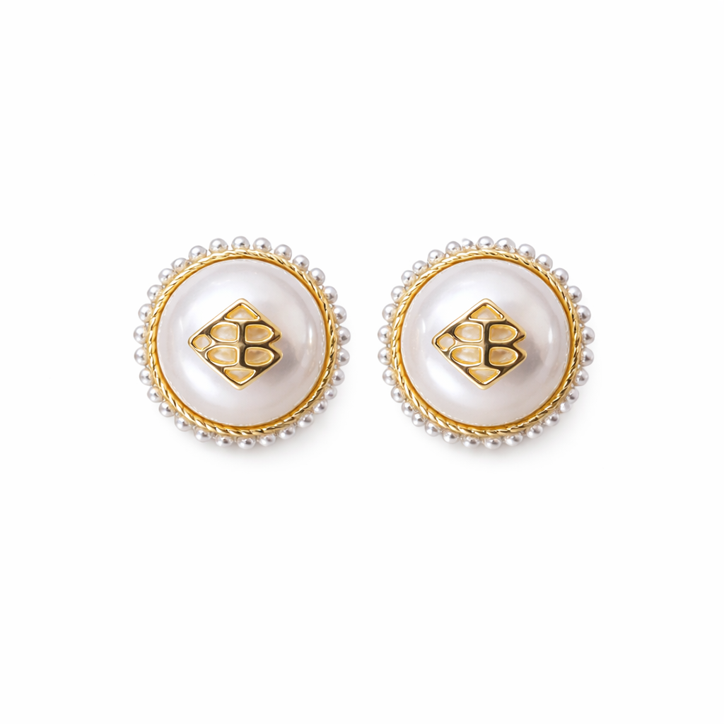 BC Pearl Button Logo Studs